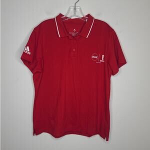 NWT Adidas CocaCola Fifa World Cup Qatar 2022 red short sleeve polo shirt - XL